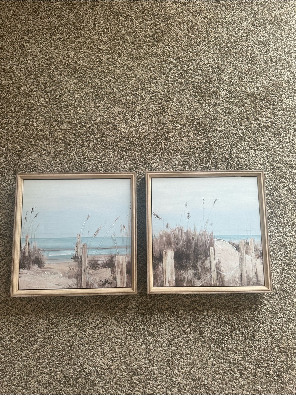 Coastal Beach Wall Art – Framed Paintings, Set of 2 – New